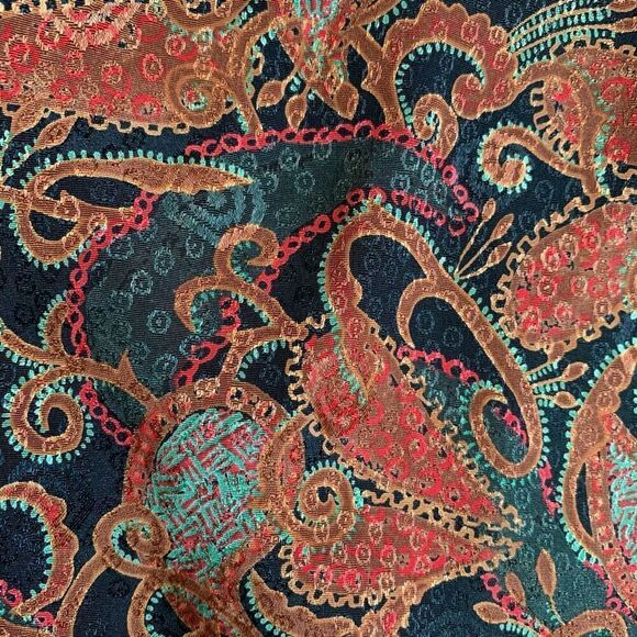 Vintage Worthington Brown Black Paisley Satin Blouse Button Down Medium - Picture 5 of 7